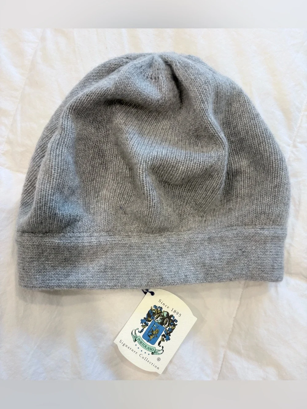 Portolano 100% Cashmere Gray Slouchy Beanie Hat NWT One Size